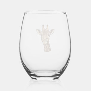 Vintage Engraved Giraffe Head Vector Design_1 Stemless Wine Glass