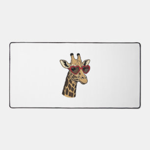 Vintage Engraved Giraffe Heart Sunglasses Design_1 Desk Mat