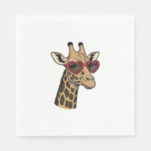 Vintage Engraved Giraffe Heart Sunglasses Design_1 Napkin