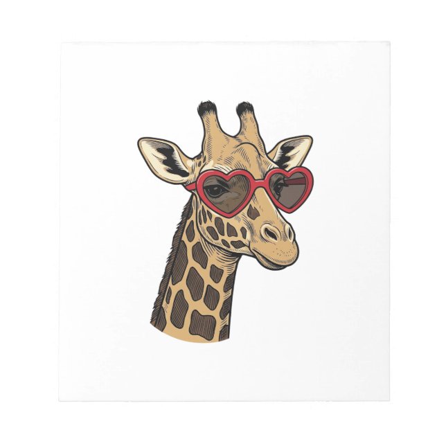 Vintage Engraved Giraffe Heart Sunglasses Design_1 Notepad (Front)