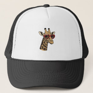 Vintage Engraved Giraffe Heart Sunglasses Design_1 Trucker Hat