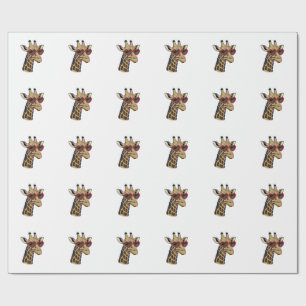 Vintage Engraved Giraffe Heart Sunglasses Design_1 Wrapping Paper