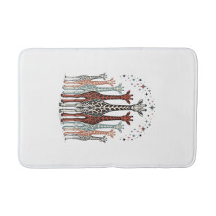 Vintage Engraved Giraffe Herd Safari Shirt Design_ Bath Mat