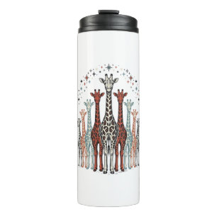 Vintage Engraved Giraffe Herd Safari Shirt Design_ Thermal Tumbler