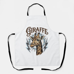 Vintage Engraved Giraffe Lightning T-Shirt Design_ Apron