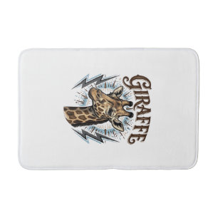 Vintage Engraved Giraffe Lightning T-Shirt Design_ Bath Mat