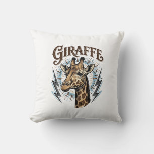 Vintage Engraved Giraffe Lightning T-Shirt Design_ Cushion
