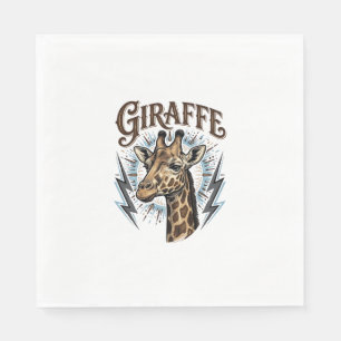 Vintage Engraved Giraffe Lightning T-Shirt Design_ Napkin