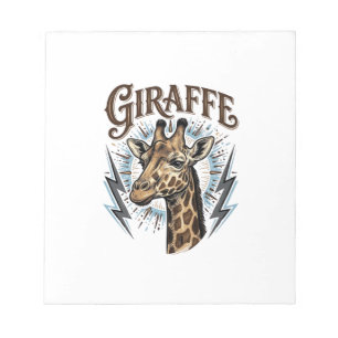 Vintage Engraved Giraffe Lightning T-Shirt Design_ Notepad