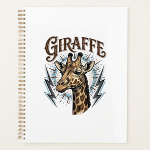 Vintage Engraved Giraffe Lightning T-Shirt Design_ Planner