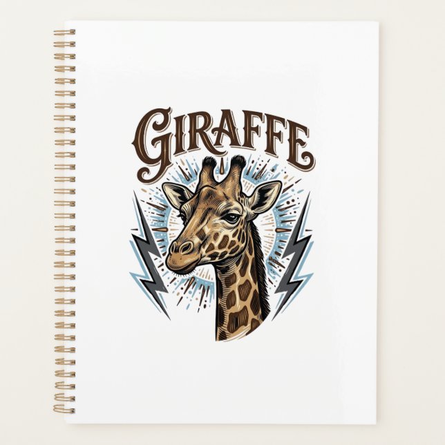 Vintage Engraved Giraffe Lightning T-Shirt Design_ Planner (Front)