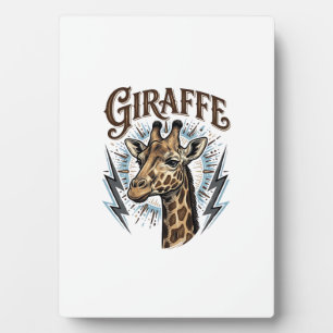 Vintage Engraved Giraffe Lightning T-Shirt Design_ Plaque