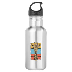 Vintage Engraved Giraffe Retro Stripes Shirt Desig 532 Ml Water Bottle