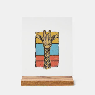 Vintage Engraved Giraffe Retro Stripes Shirt Desig Acrylic Sign