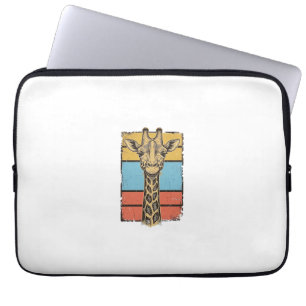 Vintage Engraved Giraffe Retro Stripes Shirt Desig Laptop Sleeve