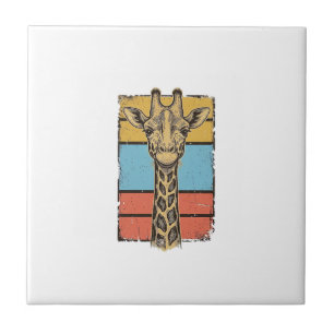 Vintage Engraved Giraffe Retro Stripes Shirt Desig Tile