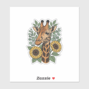 Vintage Engraved Giraffe Sunflower Floral Shirt_1