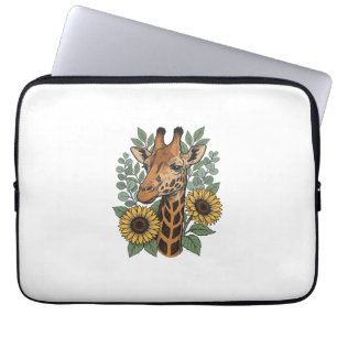 Vintage Engraved Giraffe Sunflower Floral Shirt_1 Laptop Sleeve