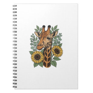 Vintage Engraved Giraffe Sunflower Floral Shirt_1 Notebook