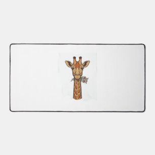 Vintage Engraved Giraffe With Flowers Shirt_1 Desk Mat