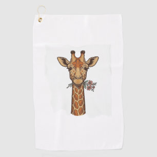 Vintage Engraved Giraffe With Flowers Shirt_1 Golf Towel