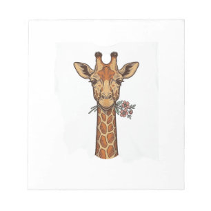 Vintage Engraved Giraffe With Flowers Shirt_1 Notepad