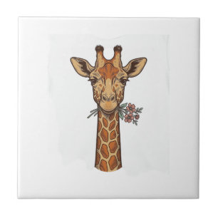 Vintage Engraved Giraffe With Flowers Shirt_1 Tile