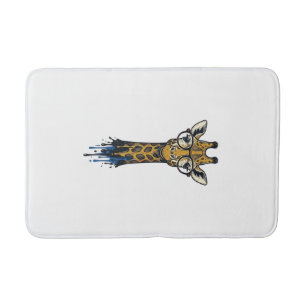 Vintage Engraved Giraffe With Glasses Design_1 Bath Mat