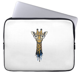 Vintage Engraved Giraffe With Glasses Design_1 Laptop Sleeve