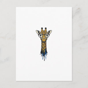Vintage Engraved Giraffe With Glasses Design_1 Postcard