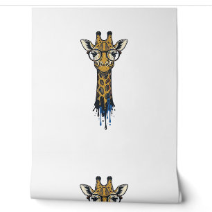 Vintage Engraved Giraffe With Glasses Design_1 Wallpaper