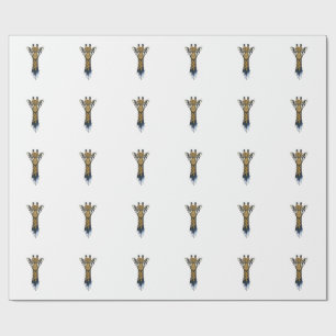 Vintage Engraved Giraffe With Glasses Design_1 Wrapping Paper