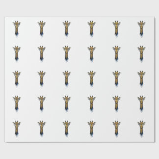 Vintage Engraved Giraffe With Glasses Design_1 Wrapping Paper