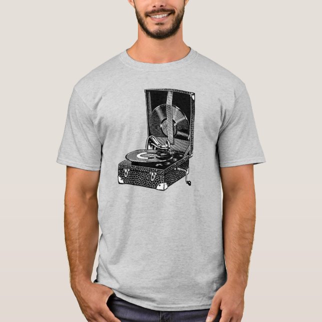 Vintage Engraved Gramophone T-Shirt (Front)