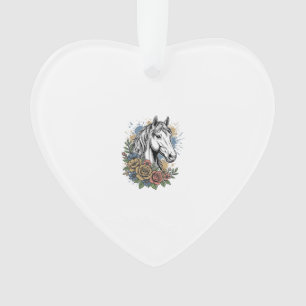 Vintage Engraved Horse Floral Vector Shirt Design_ Ornament