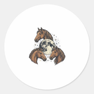 Vintage Engraved Horse Moon Vector T-Shirt Design_ Classic Round Sticker