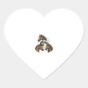 Vintage Engraved Horse Moon Vector T-Shirt Design_ Heart Sticker