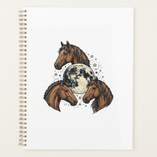 Vintage Engraved Horse Moon Vector T-Shirt Design_ Planner