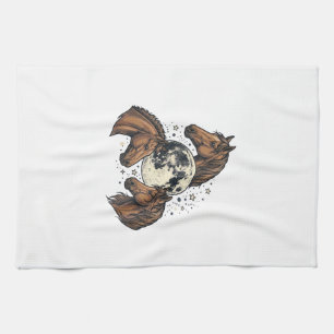 Vintage Engraved Horse Moon Vector T-Shirt Design_ Tea Towel