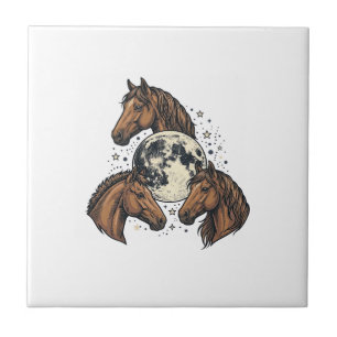Vintage Engraved Horse Moon Vector T-Shirt Design_ Tile