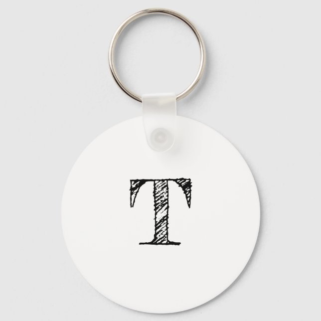Vintage Engraved Monogram  Key Ring (Front)