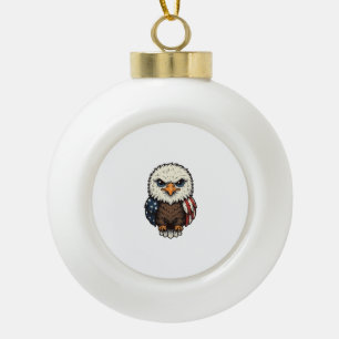 Vintage Engraved Patriotic Baby Eagle Shirt_1 Ceramic Ball Christmas Ornament