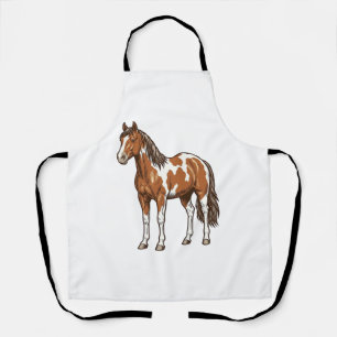 Vintage Engraved Pinto Horse Vector Design_1 Apron