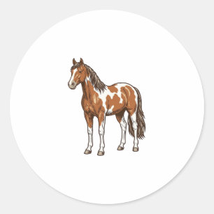 Vintage Engraved Pinto Horse Vector Design_1 Classic Round Sticker