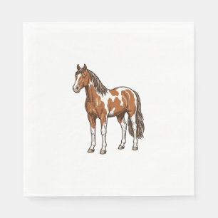 Vintage Engraved Pinto Horse Vector Design_1 Napkin