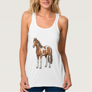 Vintage Engraved Pinto Horse Vector Design_1 Singlet