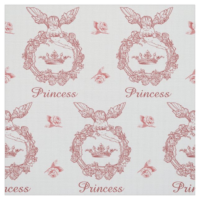 Vintage Engraved Princess Crown with Angel Fabric (Swatch)