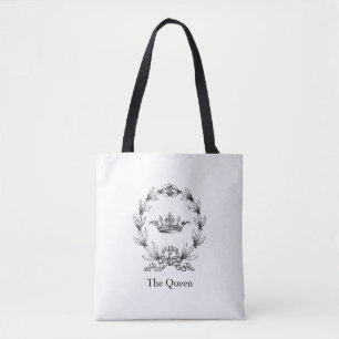 Vintage Engraved Queen's Crown and Laurel Wreath Tote Bag