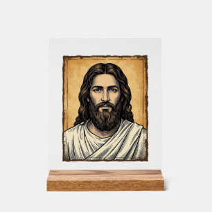 Vintage Engraved Religious Portrait Shirt Design_1 Acrylic Sign