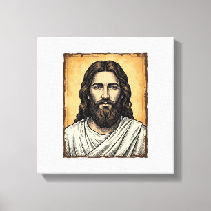 Vintage Engraved Religious Portrait Shirt Design_1 Canvas Print